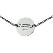 "He First Loved Us" Coin Pendant Necklace, Silver