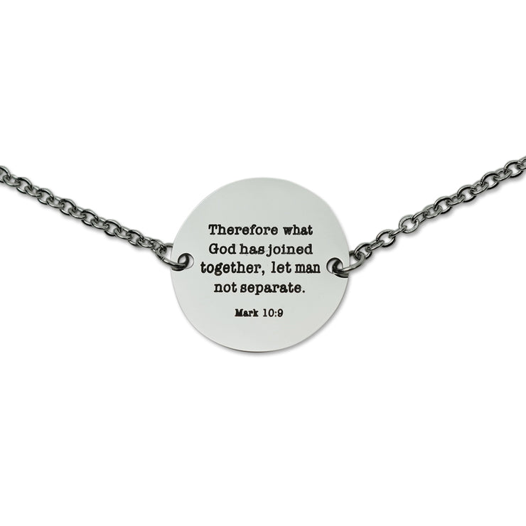 "Let Man Not Separate" Coin Pendant Necklace, Silver
